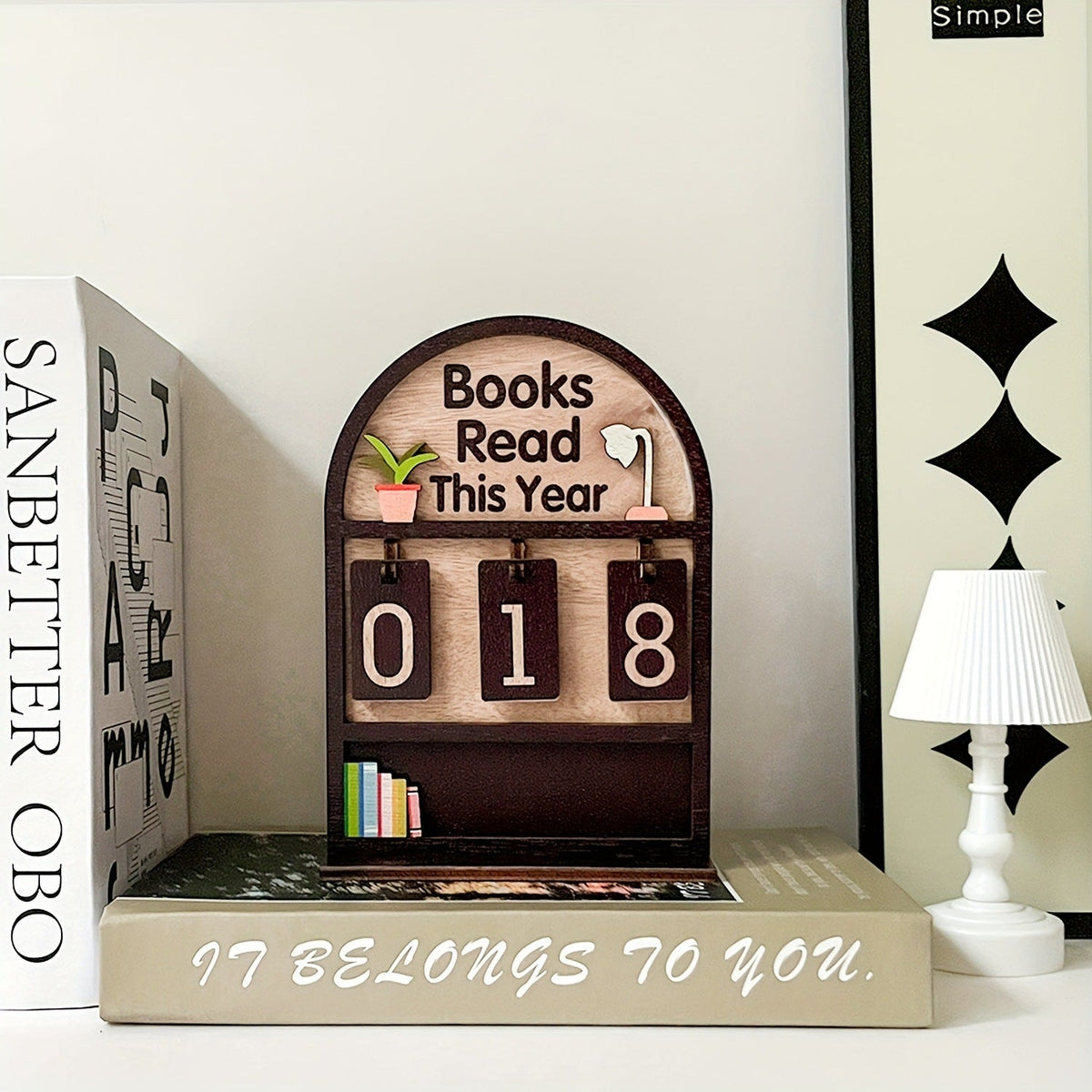 Wooden Annual Reading Count Display Piece